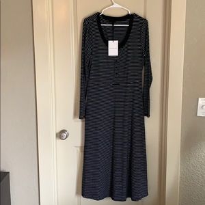 Who What Wear Black Striped Midi Dress Size L